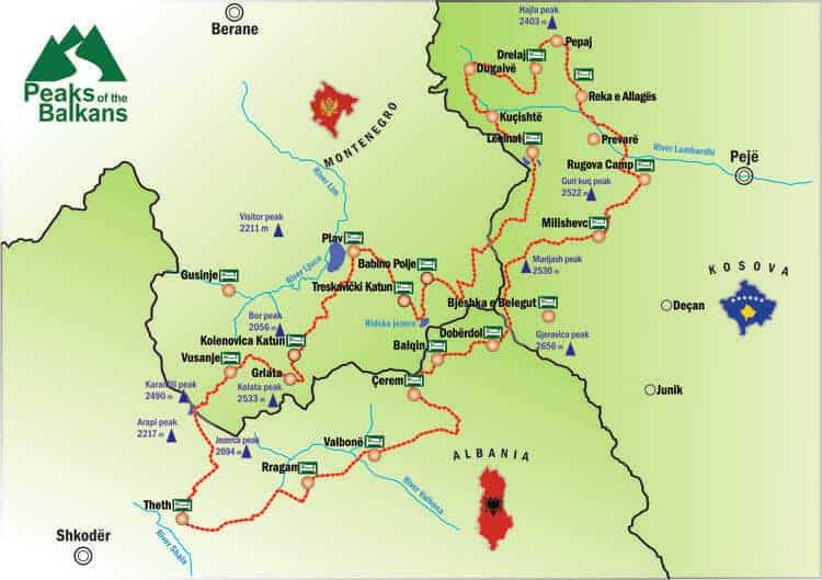 Peaks of the Balkans, Karte