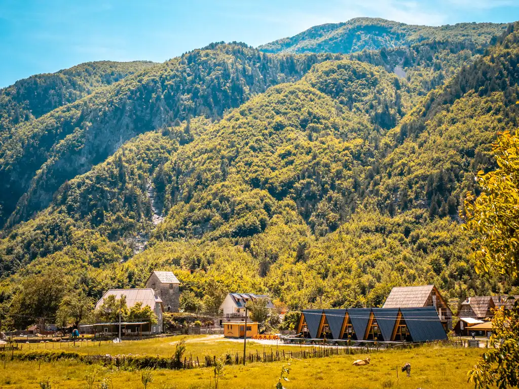 Idyllic mountain village of Theth in the Albanian Alps