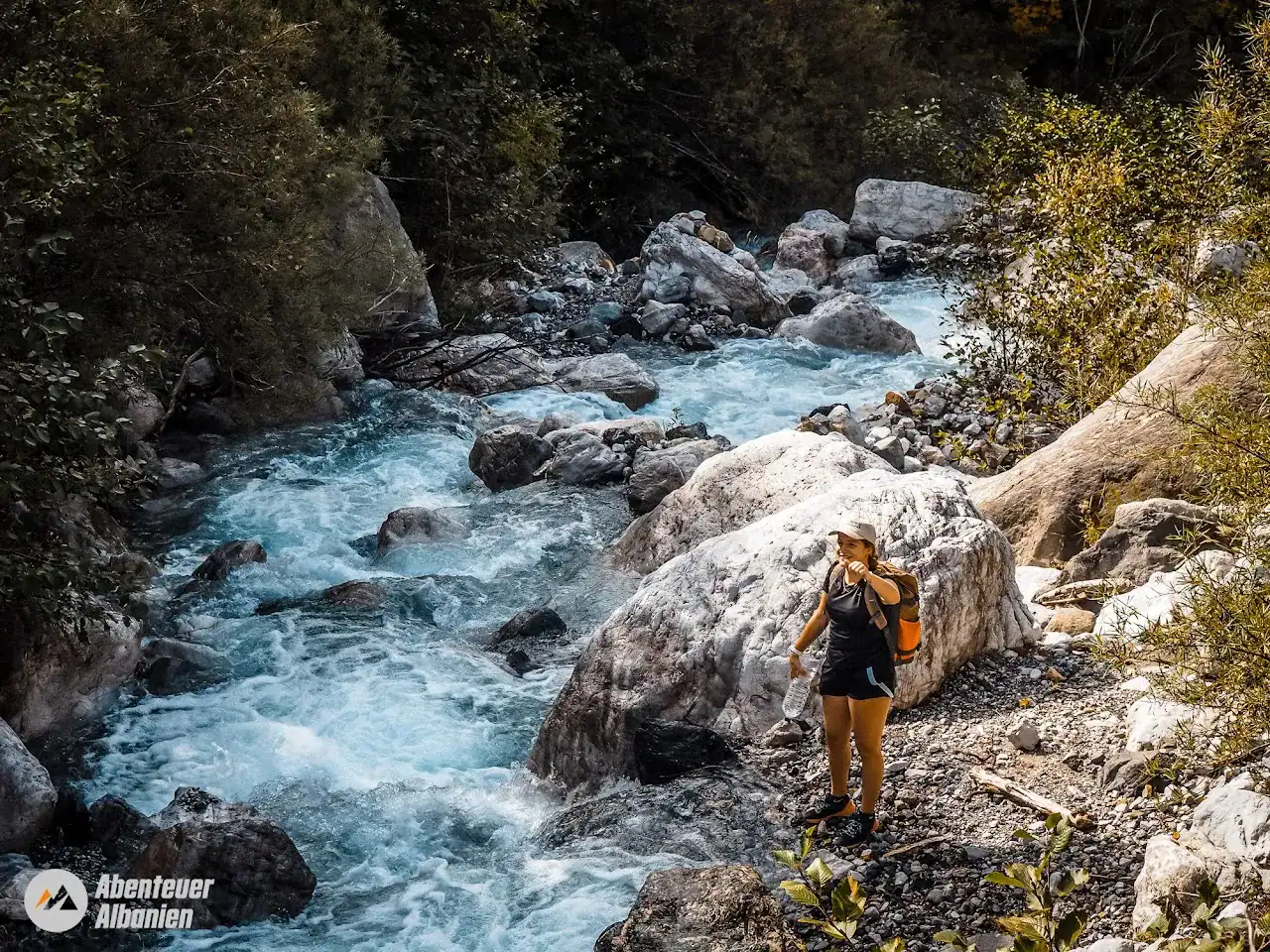 Hiking along wild rivers in the Albanian mountains